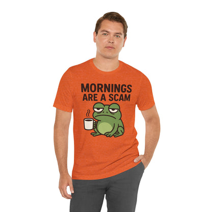 Mornings Are a Scam Frog Shirt Funny Sleepy Tee Night Owl Top Coffee First Gift for Dad Cute Graphic Loungewear Aesthetic