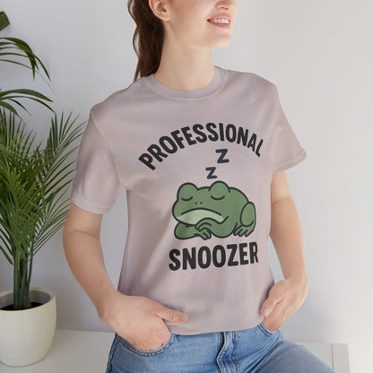 Professional Snoozer Frog Shirt Funny Sleepy Tee Night Owl Top Coffee First Gift for Dad Cute Graphic Cozy Loungewear