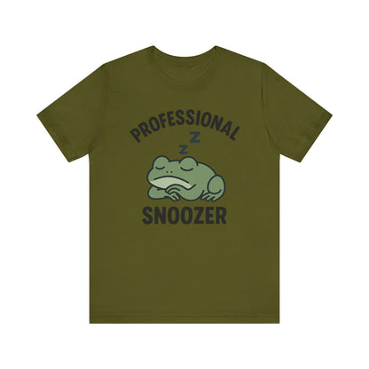 Professional Snoozer Frog Shirt Funny Sleepy Tee Night Owl Top Coffee First Gift for Dad Cute Graphic Cozy Loungewear