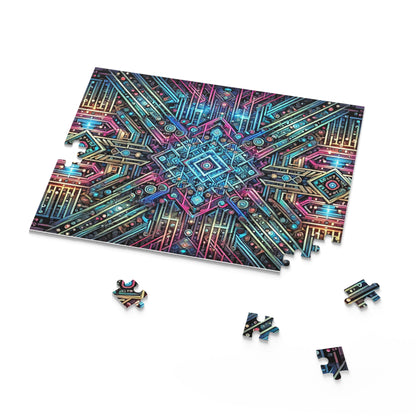 Futuristic Neon Circuit Puzzle-Ultra-Detailed Geometric Jigsaw for Adults | Sci-Fi Abstract Challenge (1000+ Pieces)
