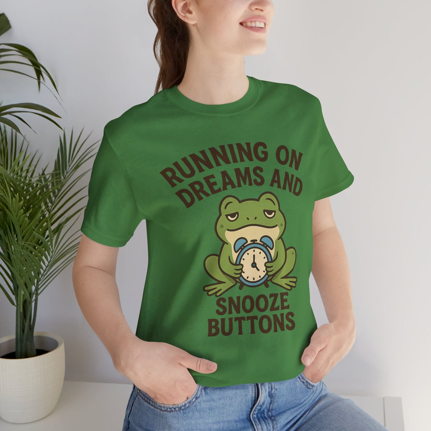 Running on Dreams and Snooze Buttons Shirt Sleepy Frog Tee Funny Night Owl Top Great Dad Gift Cozy Loungewear Aesthetic