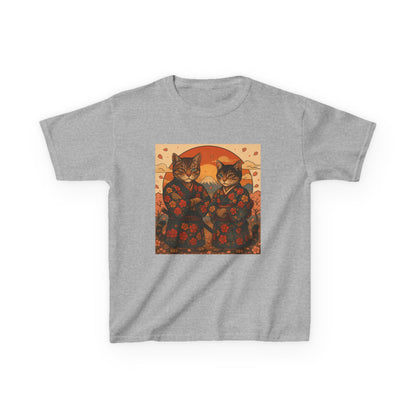 Samurai Cat Kids Kimono Shirt-Japanese Floral Cat Art Clothing for Boys and Girls,Cute Anime-Inspired Cultural Outfit for Festivals  Gifts