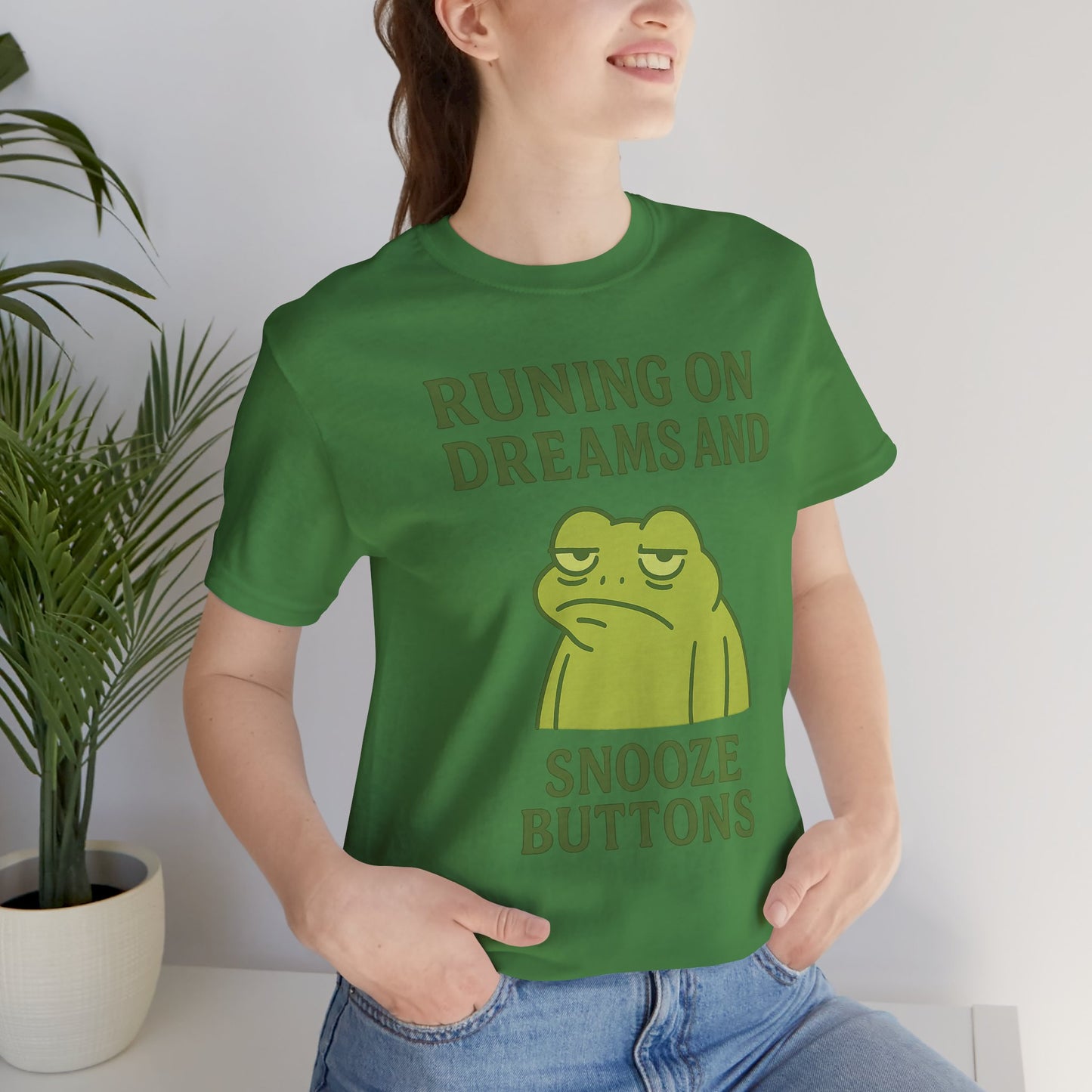 Running on Dreams and Snooze Buttons Shirt Sleepy Frog Tee Funny Night Owl Top Great Dad Gift Cozy Loungewear Aesthetic