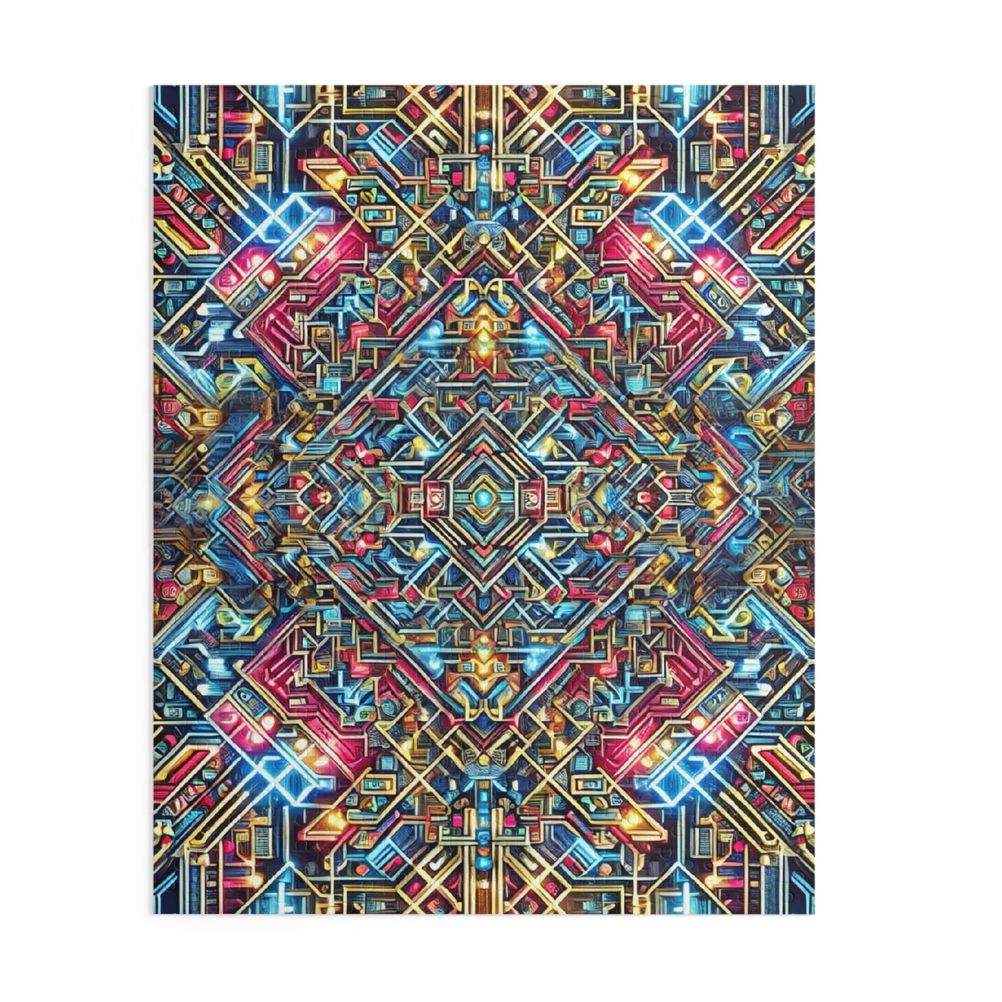 Futuristic Neon Circuit Puzzle-Ultra-Detailed Geometric Jigsaw for Adults | Sci-Fi Abstract Challenge (1000+ Pieces)