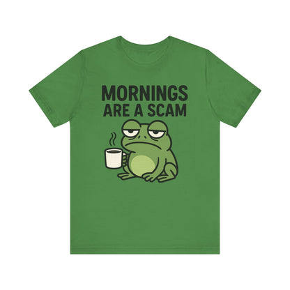 Mornings Are a Scam Frog Shirt Funny Sleepy Tee Night Owl Top Coffee First Gift for Dad Cute Graphic Loungewear Aesthetic
