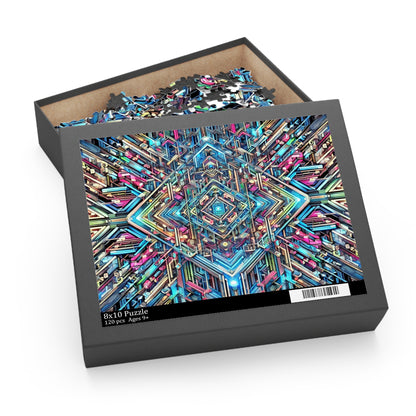 Futuristic Neon Circuit Puzzle-Ultra-Detailed Geometric Jigsaw for Adults | Sci-Fi Abstract Challenge (1000+ Pieces)
