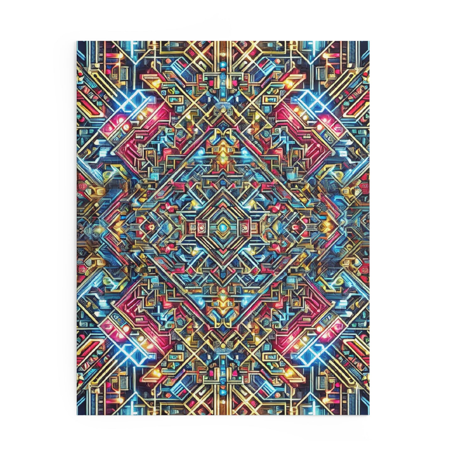 Futuristic Neon Circuit Puzzle-Ultra-Detailed Geometric Jigsaw for Adults | Sci-Fi Abstract Challenge (1000+ Pieces)