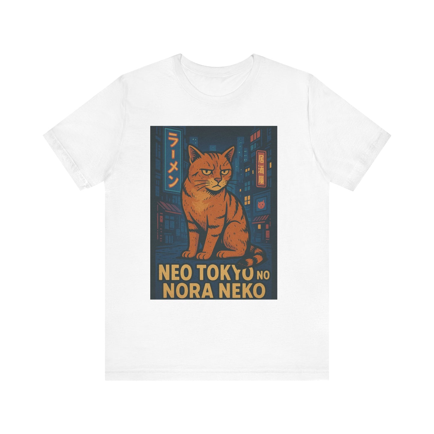 Neo Tokyo Stray Cat Shirt Retro Anime Poster Style Nora Neko Tee Ramen Izakaya Night Graphic Japan Streetwear Gift for Dad