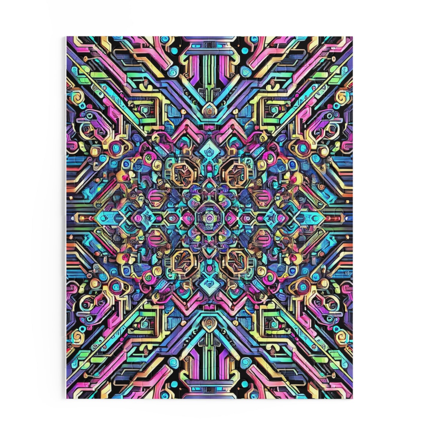 Futuristic Neon Circuit Puzzle-Ultra-Detailed Geometric Jigsaw for Adults | Sci-Fi Abstract Challenge (1000+ Pieces)