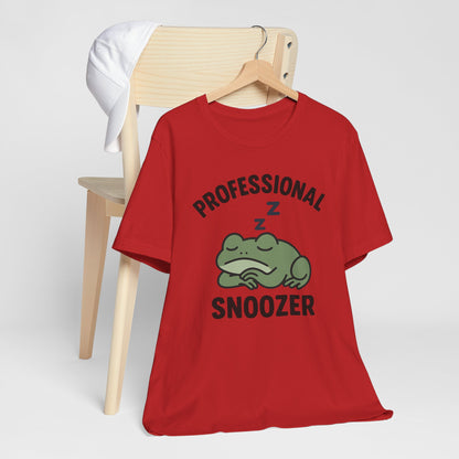 Professional Snoozer Frog Shirt Funny Sleepy Tee Night Owl Top Coffee First Gift for Dad Cute Graphic Cozy Loungewear