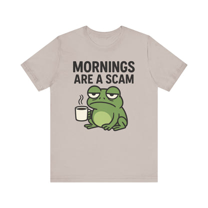 Mornings Are a Scam Frog Shirt Funny Sleepy Tee Night Owl Top Coffee First Gift for Dad Cute Graphic Loungewear Aesthetic