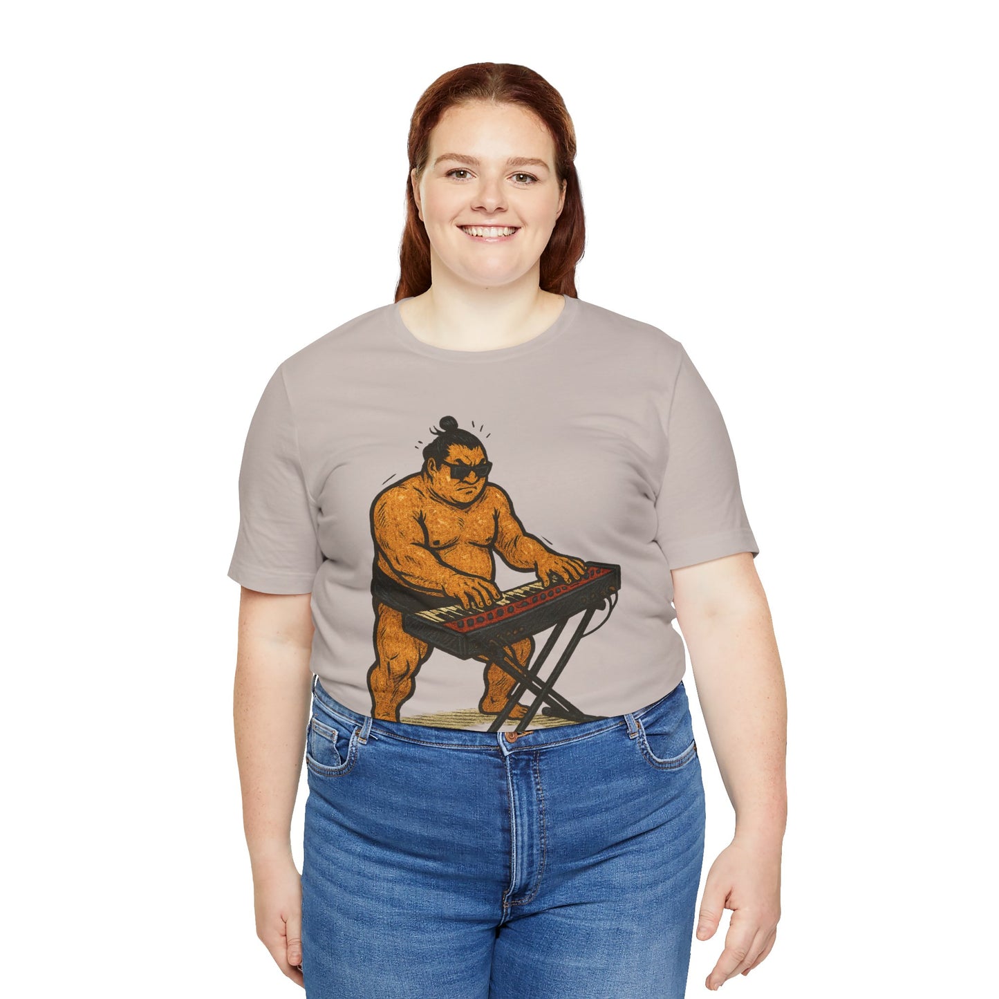 Sumo Piano Rock T Shirt Japanese Sumo Wrestler Playing Stage Keyboard Vintage Comic Art Graphic Tee Japan Gift For Dad Musicians