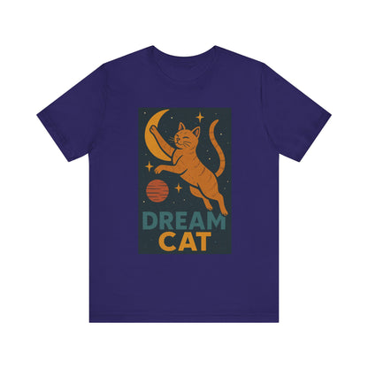 Dream Cat Shirt Retro Space Kitty Tee Moon and Stars Poster Style Japan Inspired Vintage Graphic Gift for Cat Lovers and Dad