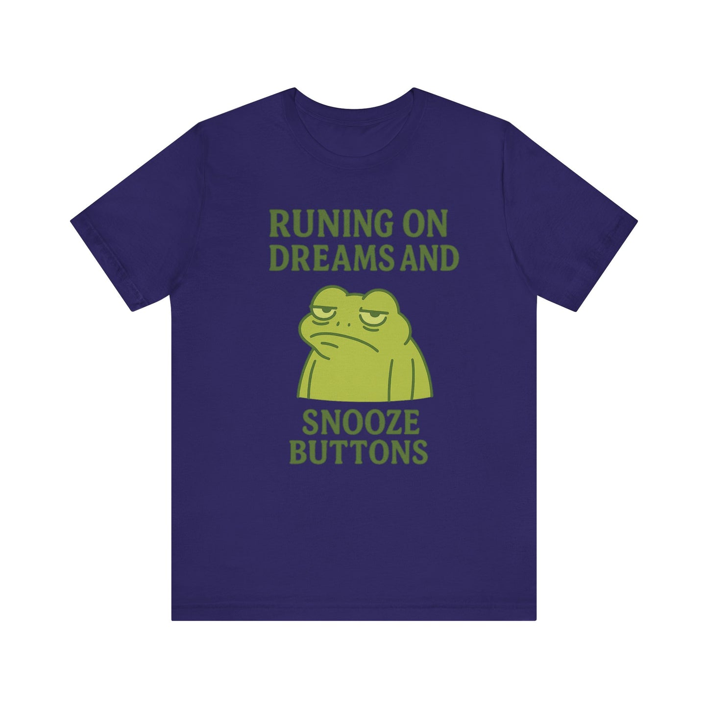 Running on Dreams and Snooze Buttons Shirt Sleepy Frog Tee Funny Night Owl Top Great Dad Gift Cozy Loungewear Aesthetic