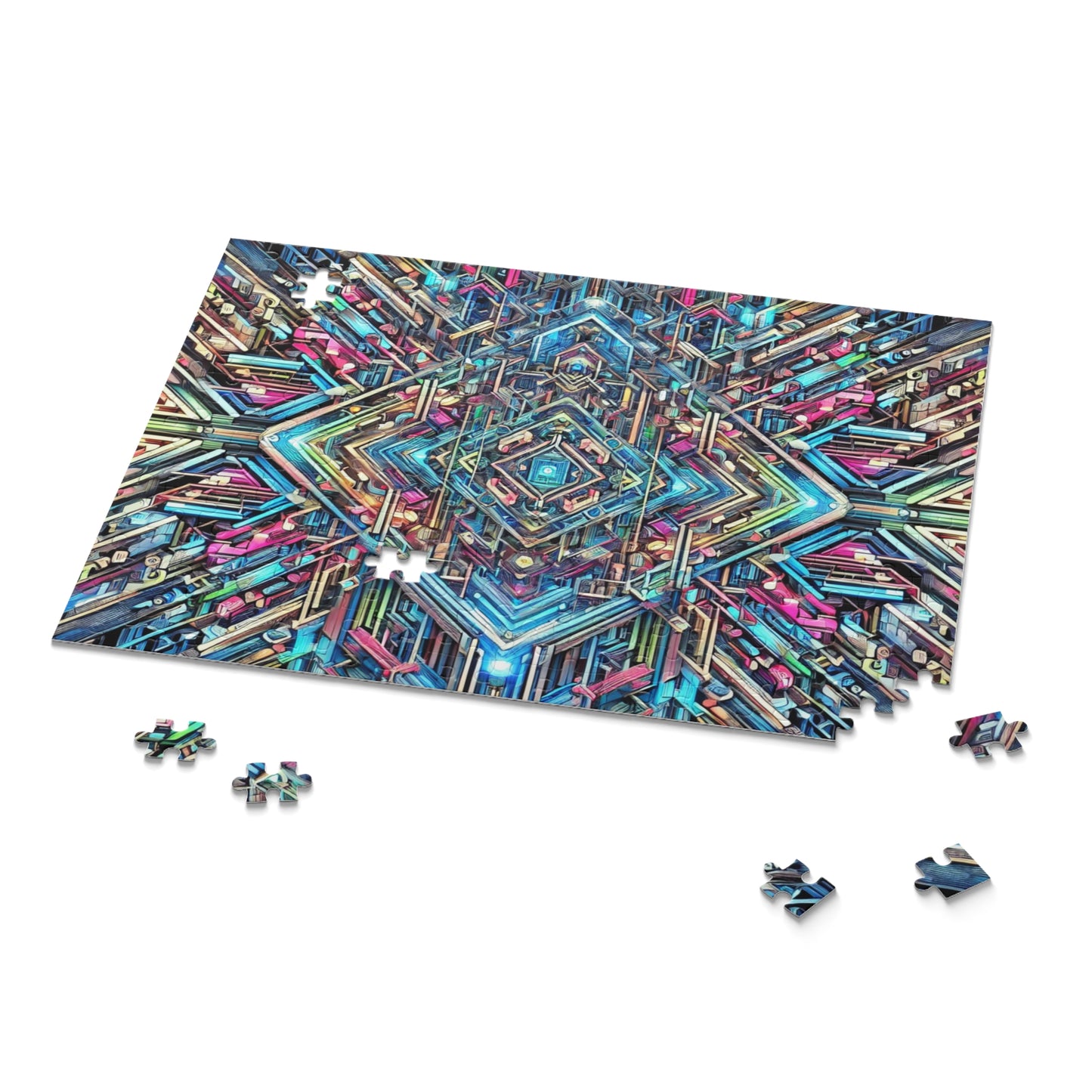 Futuristic Neon Circuit Puzzle-Ultra-Detailed Geometric Jigsaw for Adults | Sci-Fi Abstract Challenge (1000+ Pieces)