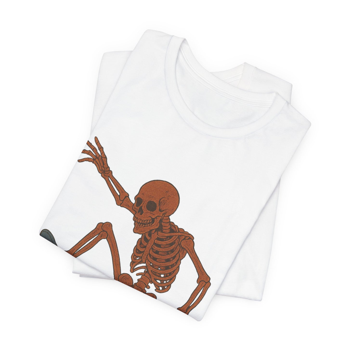 Skater Skeleton Graphic Tee for Adults - Vintage-Style Skeleton Skateboarding Shirt - Edgy Streetwear T-Shirt for Skaters and Art Lovers