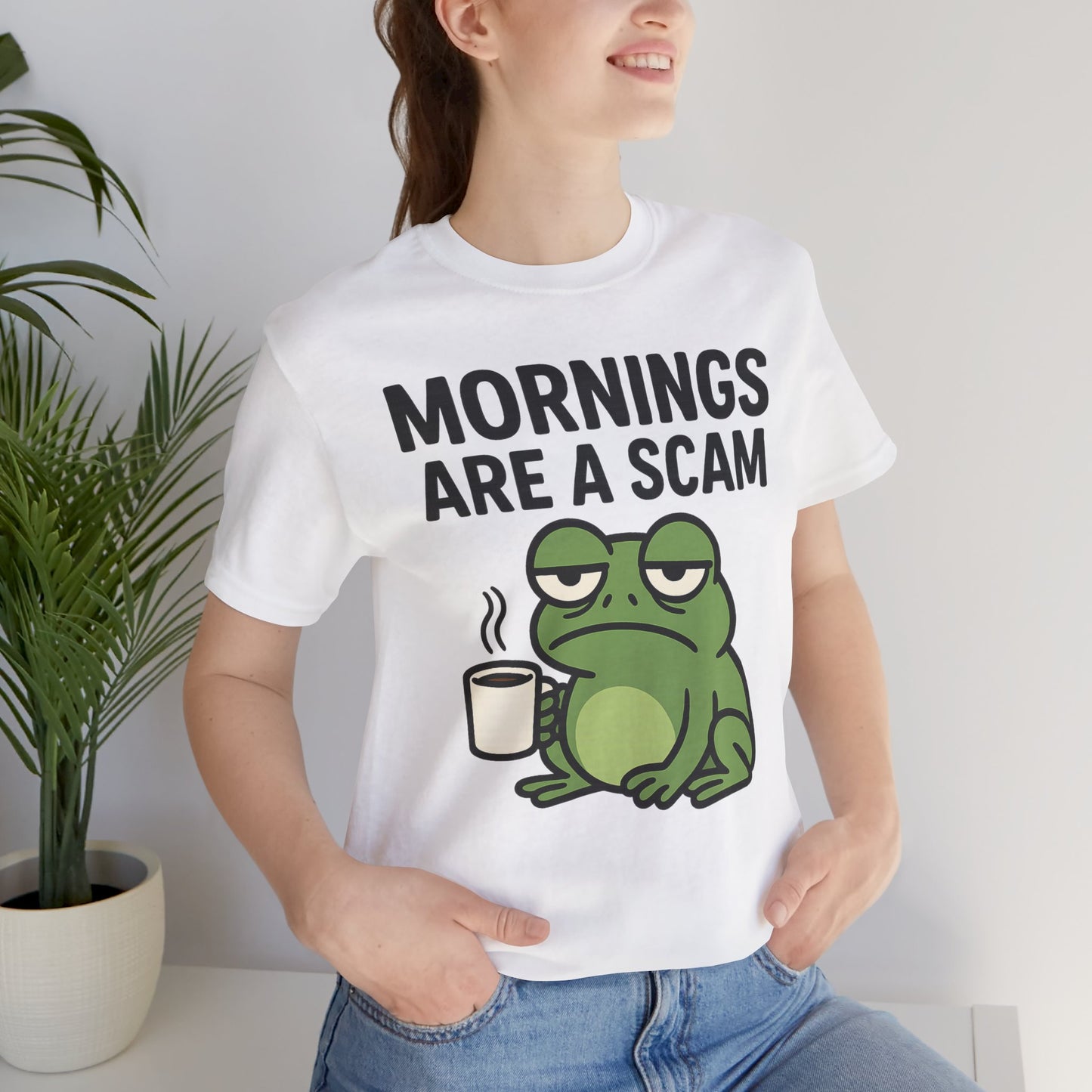 Mornings Are a Scam Frog Shirt Funny Sleepy Tee Night Owl Top Coffee First Gift for Dad Cute Graphic Loungewear Aesthetic