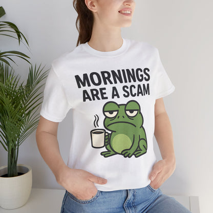 Mornings Are a Scam Frog Shirt Funny Sleepy Tee Night Owl Top Coffee First Gift for Dad Cute Graphic Loungewear Aesthetic