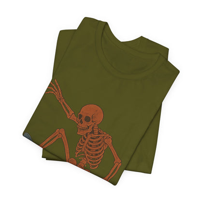 Skater Skeleton Graphic Tee for Adults - Vintage-Style Skeleton Skateboarding Shirt - Edgy Streetwear T-Shirt for Skaters and Art Lovers
