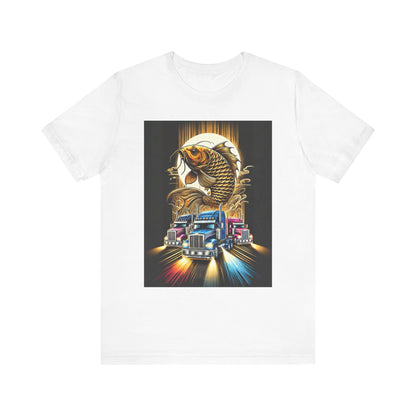 Bold Koi & Truck Fusion T-Shirt | Japanese Golden Carp AND Convoy Art Tee | Vibrant Streetwear for Truckers AND Tattoo Fans No.2