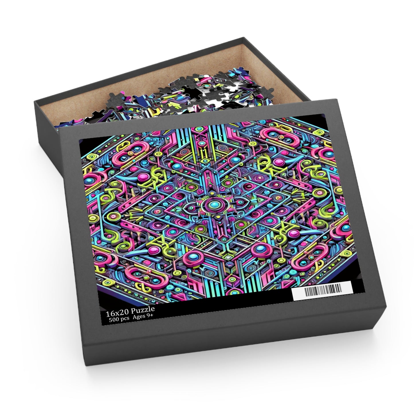 Futuristic Neon Circuit Puzzle-Ultra-Detailed Geometric Jigsaw for Adults | Sci-Fi Abstract Challenge (1000+ Pieces)