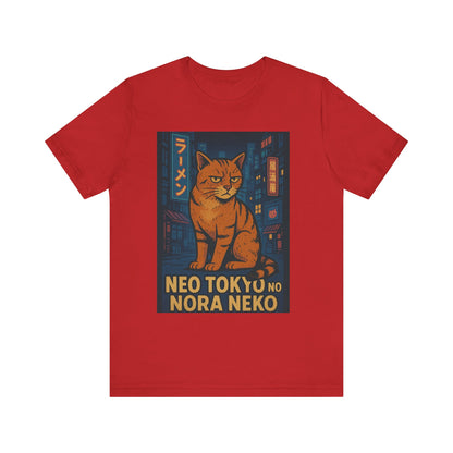 Neo Tokyo Stray Cat Shirt Retro Anime Poster Style Nora Neko Tee Ramen Izakaya Night Graphic Japan Streetwear Gift for Dad