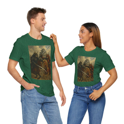 Epic Cat Samurai Battle Tee - War Horses Clash in Front of Japanese Castle  Feline Warrior Art Shirt for Fantasy & Japan Lovers