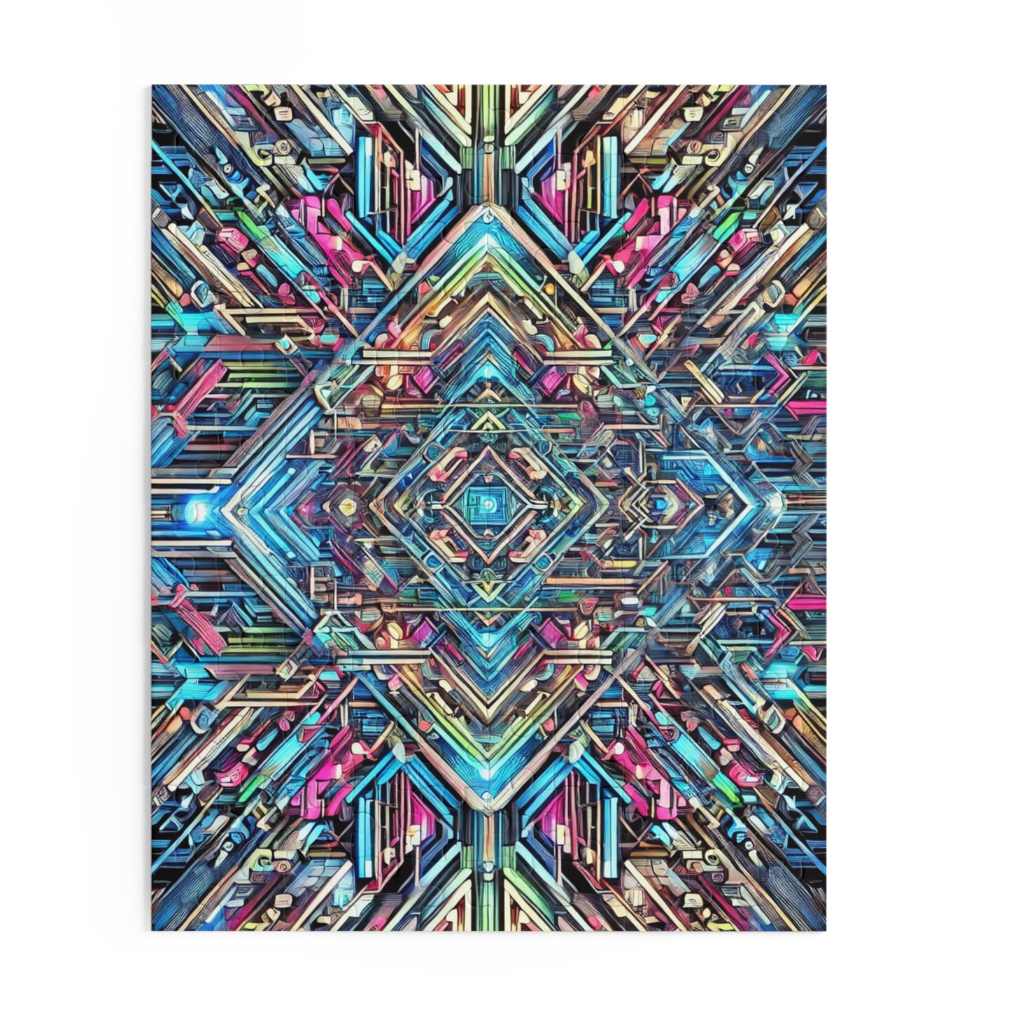 Futuristic Neon Circuit Puzzle-Ultra-Detailed Geometric Jigsaw for Adults | Sci-Fi Abstract Challenge (1000+ Pieces)