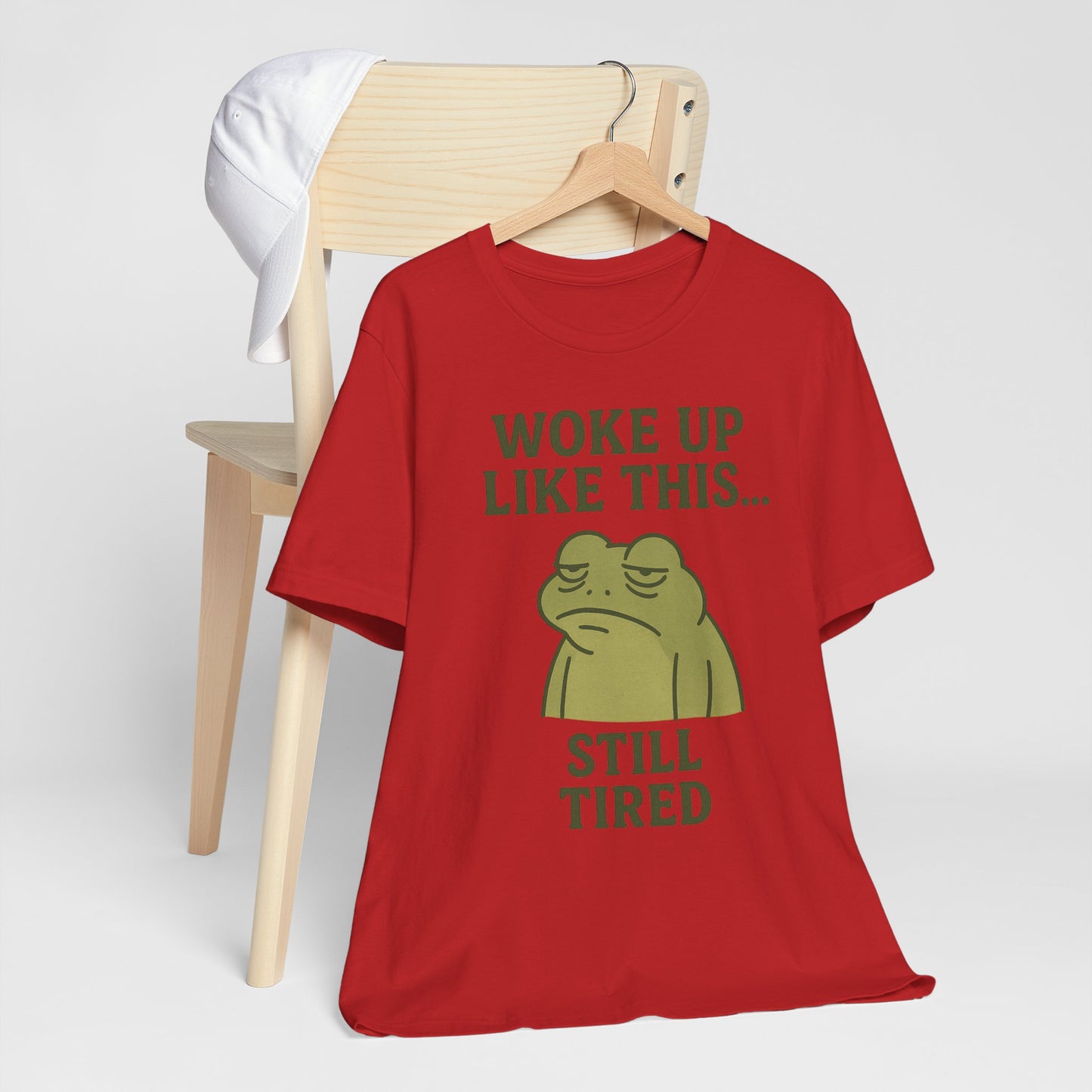Woke Up Like This Still Tired Frog Shirt Funny Sleepy Tee Night Owl Top Coffee First Gift for Dad Cozy Loungewear Aesthetic