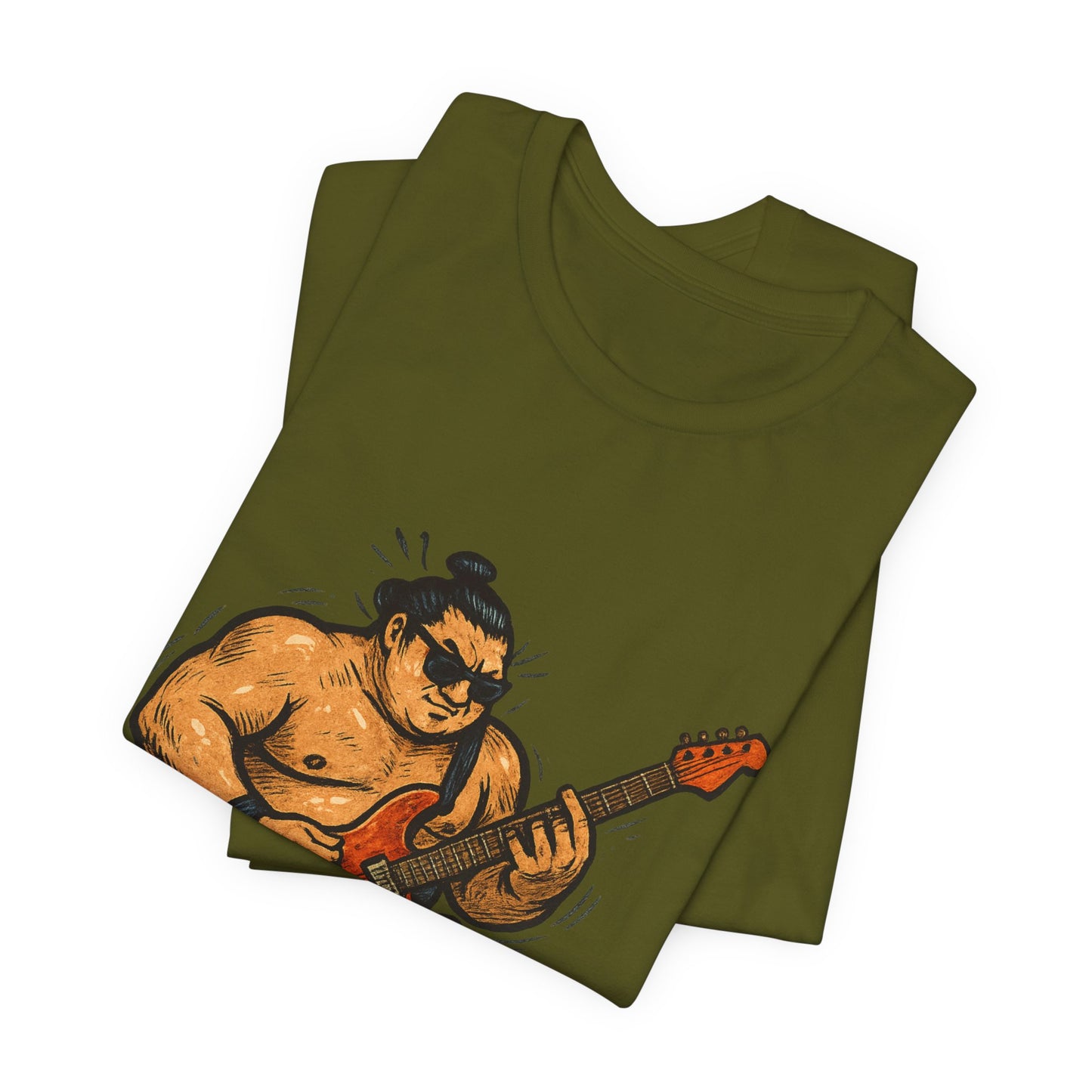 Sumo Guitar Rock T Shirt Japanese Sumo Wrestler Electric Guitar Vintage Comic Style Graphic Tee Japan Gift For Dad Music Fans