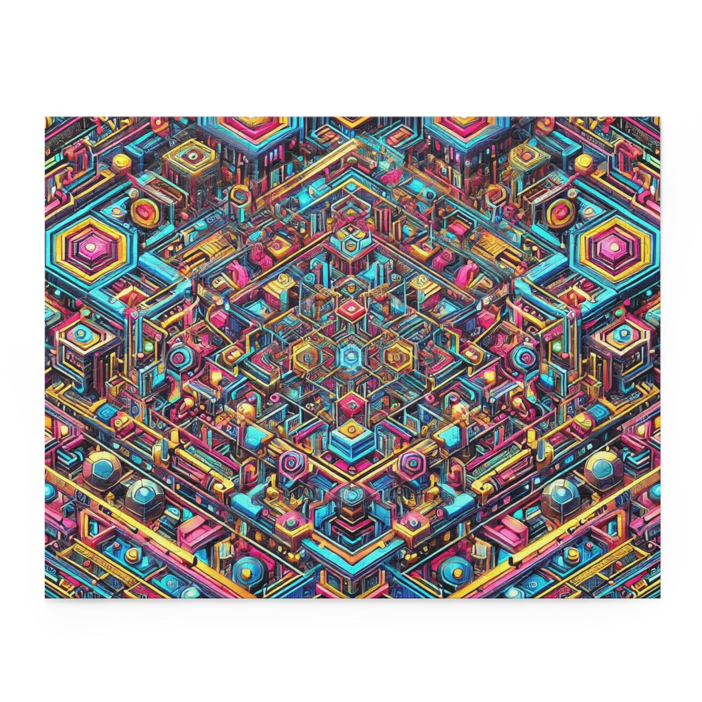 Futuristic Neon Circuit Puzzle-Ultra-Detailed Geometric Jigsaw for Adults | Sci-Fi Abstract Challenge (1000+ Pieces)