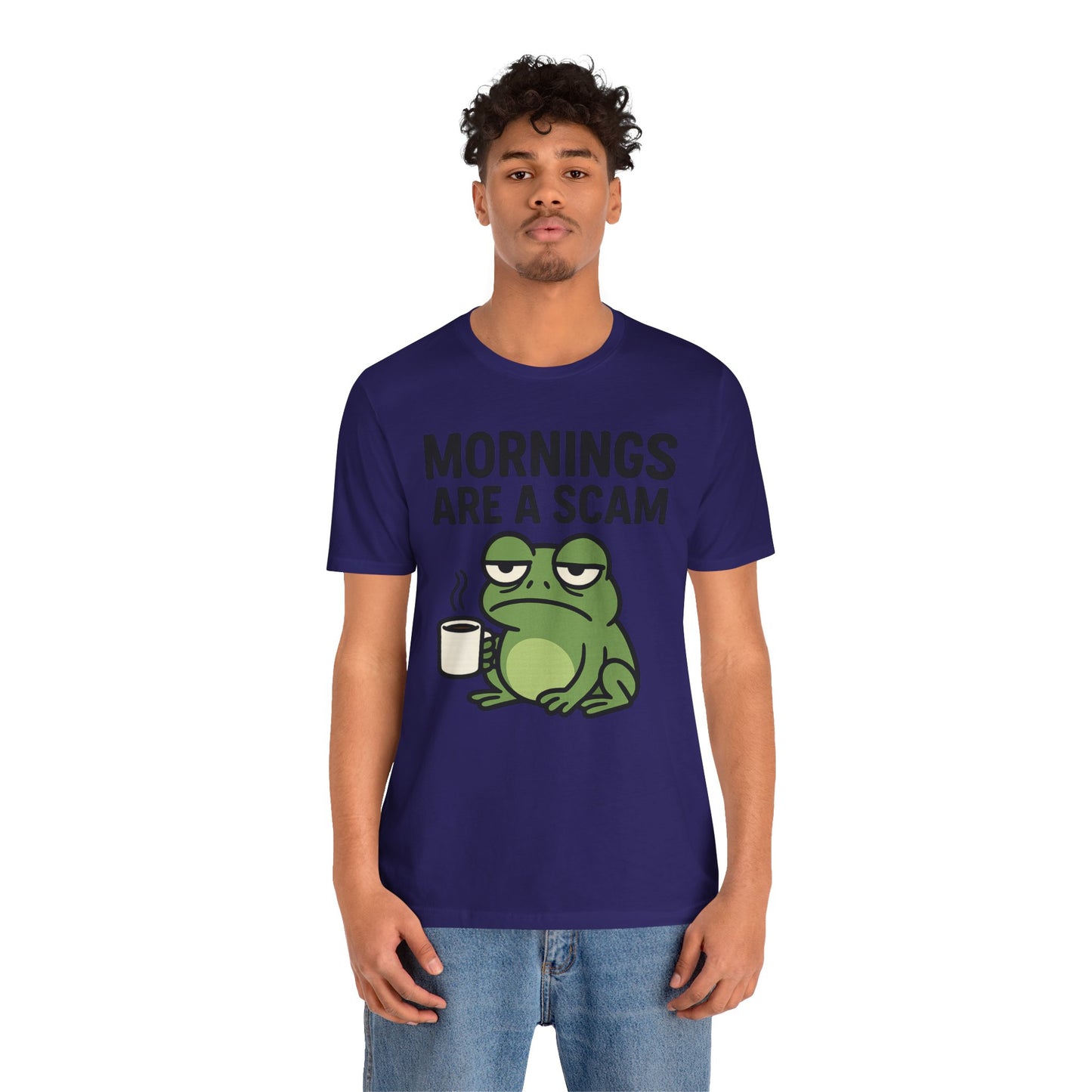 Mornings Are a Scam Frog Shirt Funny Sleepy Tee Night Owl Top Coffee First Gift for Dad Cute Graphic Loungewear Aesthetic