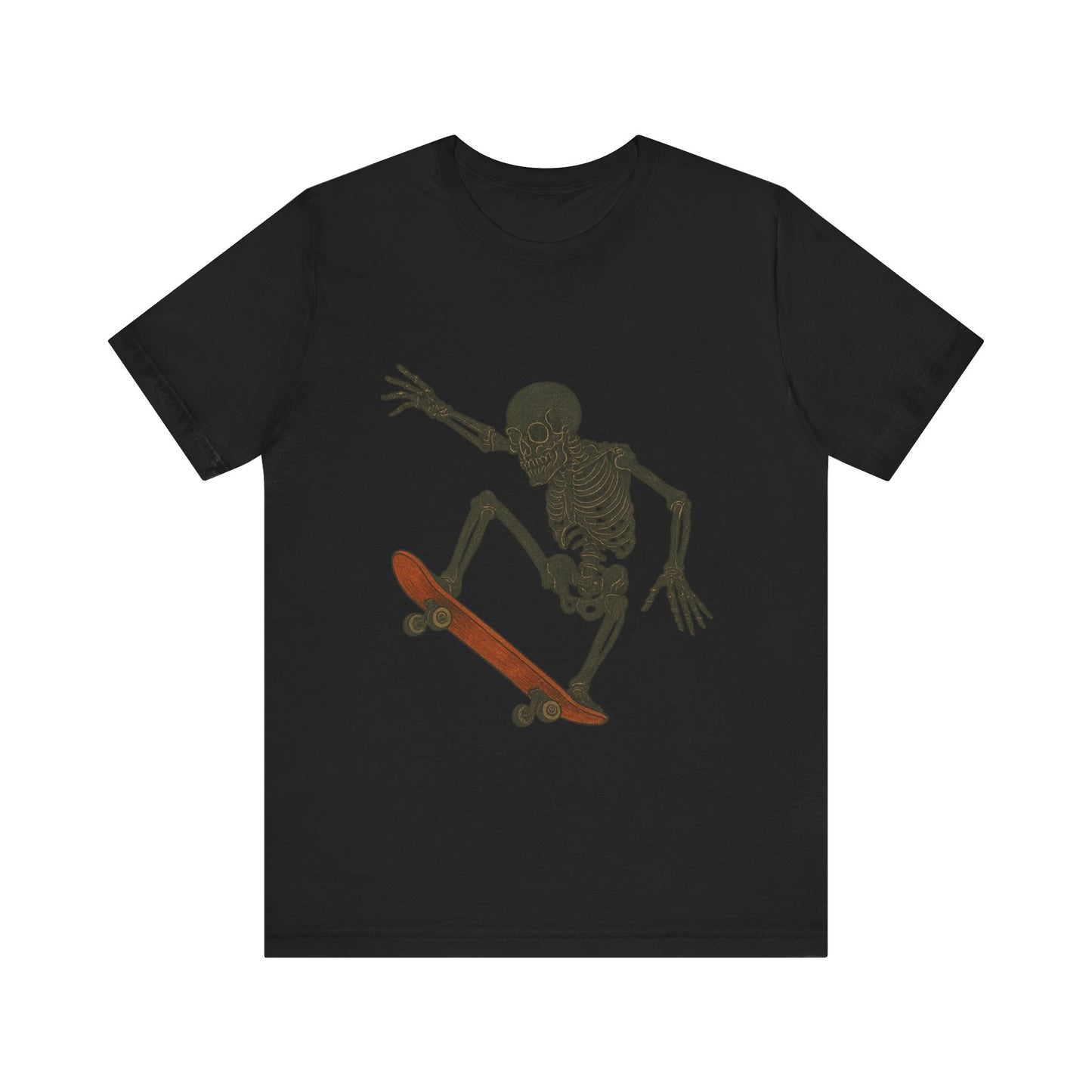 Skater Skeleton Graphic Tee for Adults - Vintage-Style Skeleton Skateboarding Shirt - Edgy Streetwear T-Shirt for Skaters and Art Lovers