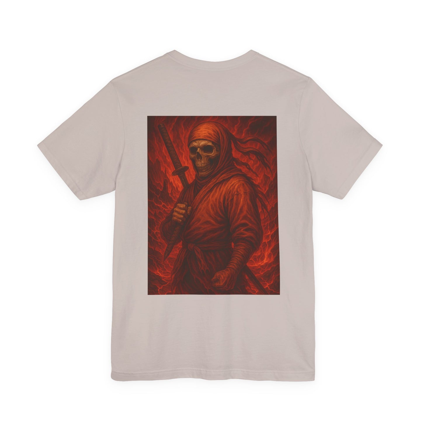 Dark Ninja Skull T-Shirt - Japanese Horror Art, Ninja Skeleton Graphic Tee, High-Detail Gothic Warrior Shirt, Unisex Streetwear