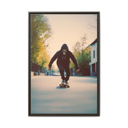 Skull Hoodie Skater Canvas Print Urban Street Art Skateboard Wall Decor Dawn Ride Gift for Dad Teen Room Gothic Vibe