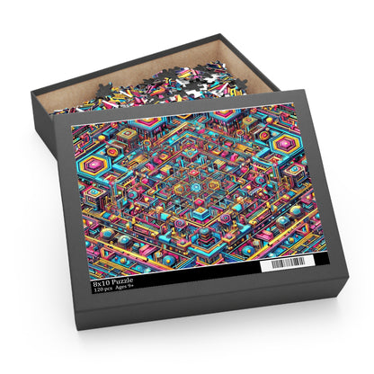 Futuristic Neon Circuit Puzzle-Ultra-Detailed Geometric Jigsaw for Adults | Sci-Fi Abstract Challenge (1000+ Pieces)