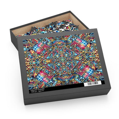 Futuristic Neon Circuit Puzzle-Ultra-Detailed Geometric Jigsaw for Adults | Sci-Fi Abstract Challenge (1000+ Pieces)