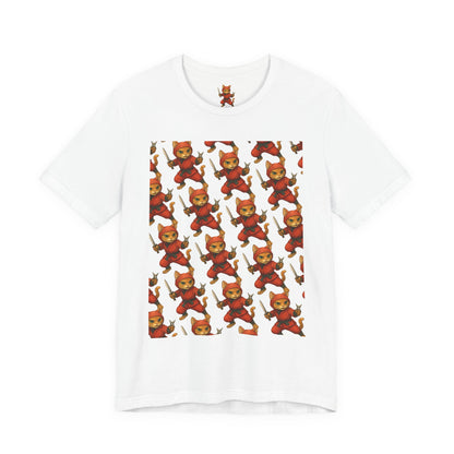 Ninja Cat T-Shirt - Cute Ninja Cat Front Print and Bold Japanese Kanji "NEKONIN" Back Print - Cool Unisex Japanese Streetwear Tee