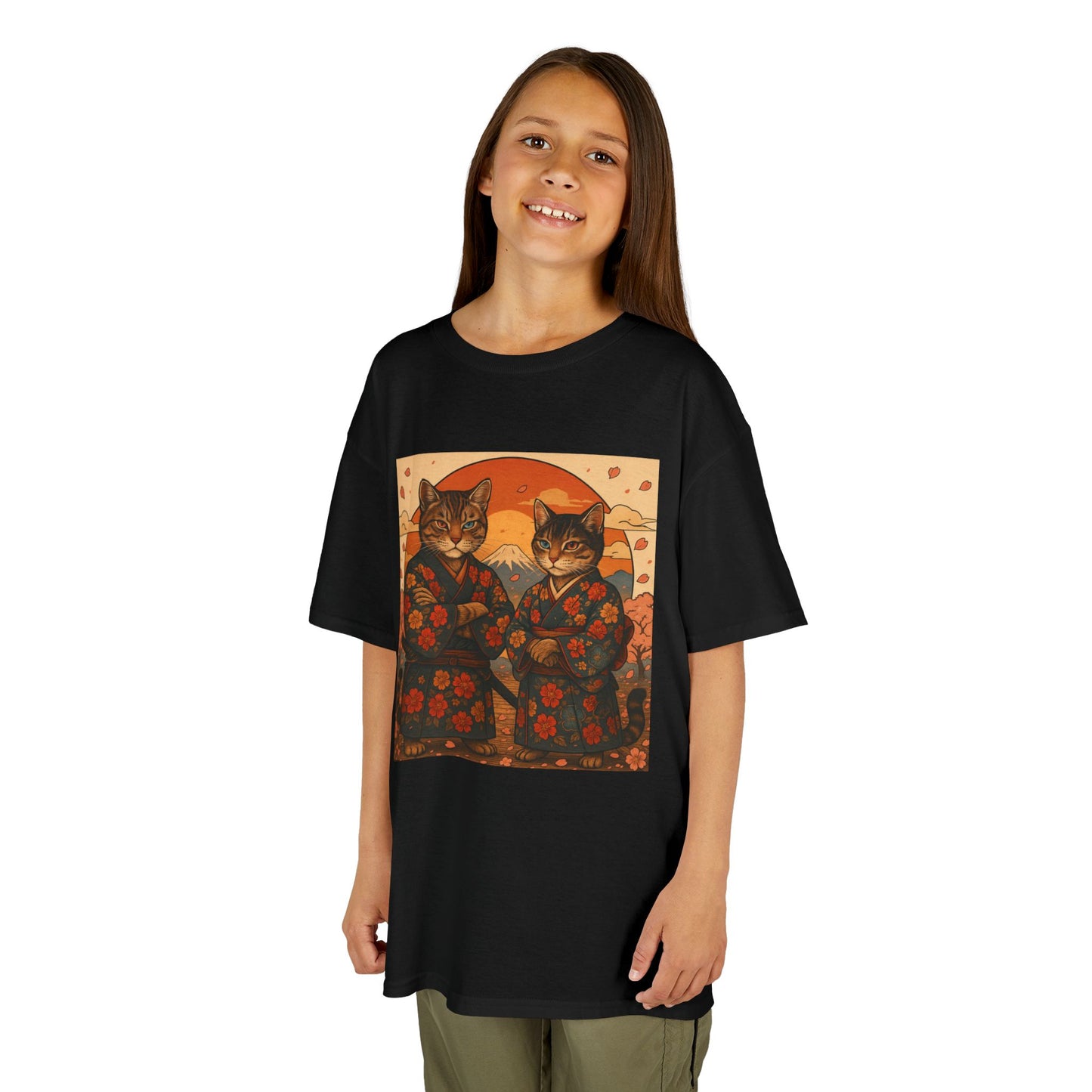 Samurai Cat Kids Kimono Shirt-Japanese Floral Cat Art Clothing for Boys and Girls,Cute Anime-Inspired Cultural Outfit for Festivals  Gifts