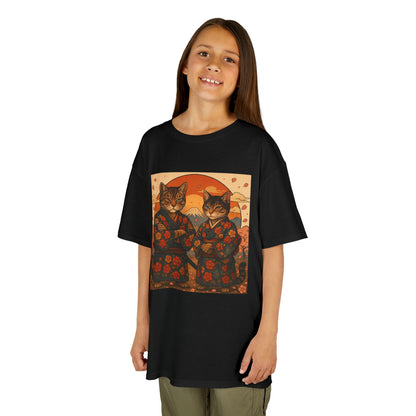 Samurai Cat Kids Kimono Shirt-Japanese Floral Cat Art Clothing for Boys and Girls,Cute Anime-Inspired Cultural Outfit for Festivals  Gifts