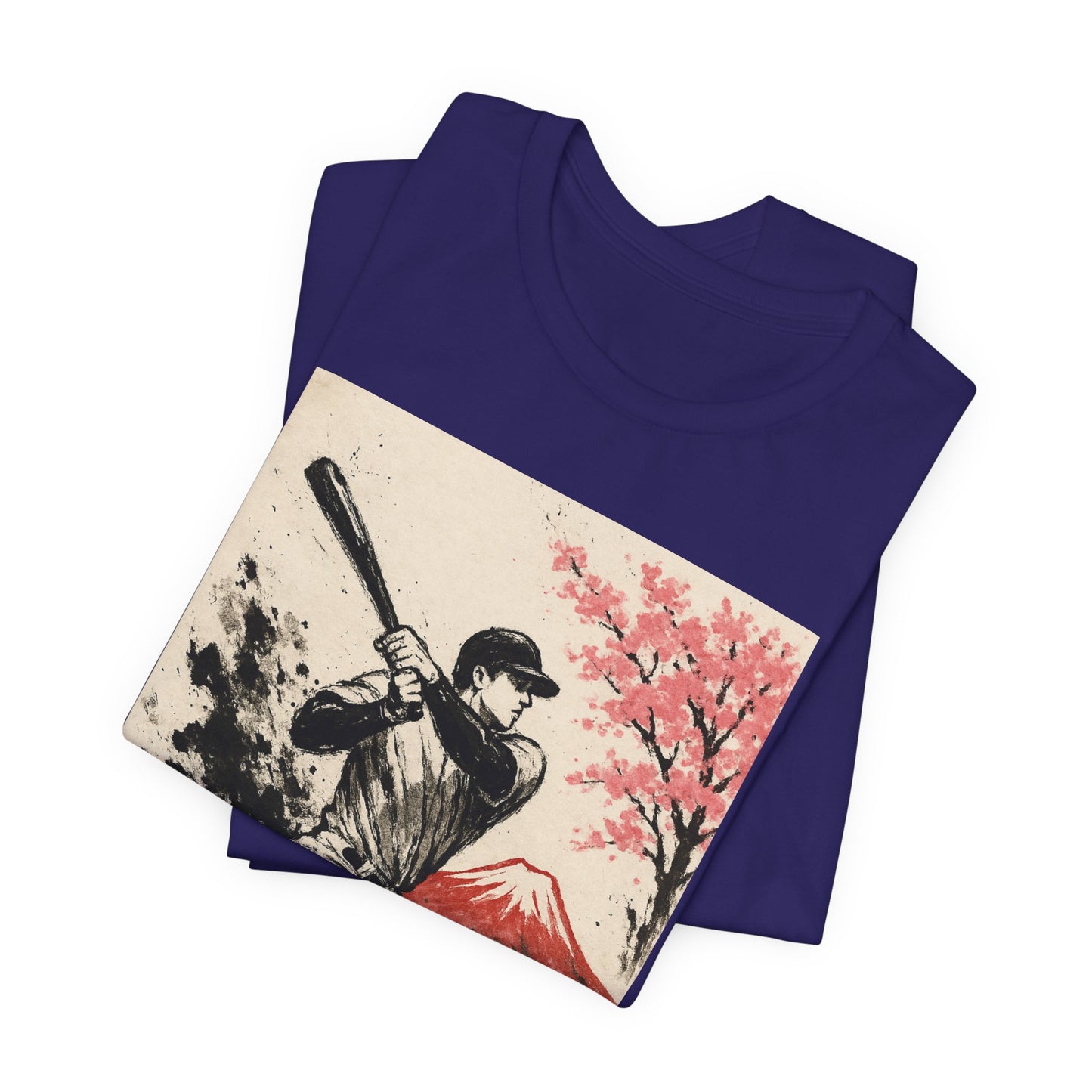 Pro Baseball Batter Sumi Ink Art Shirt Fuji Sakura Retro Japanese Print Power Swing Tee Japan Inspired Sports Art Gift for Dad