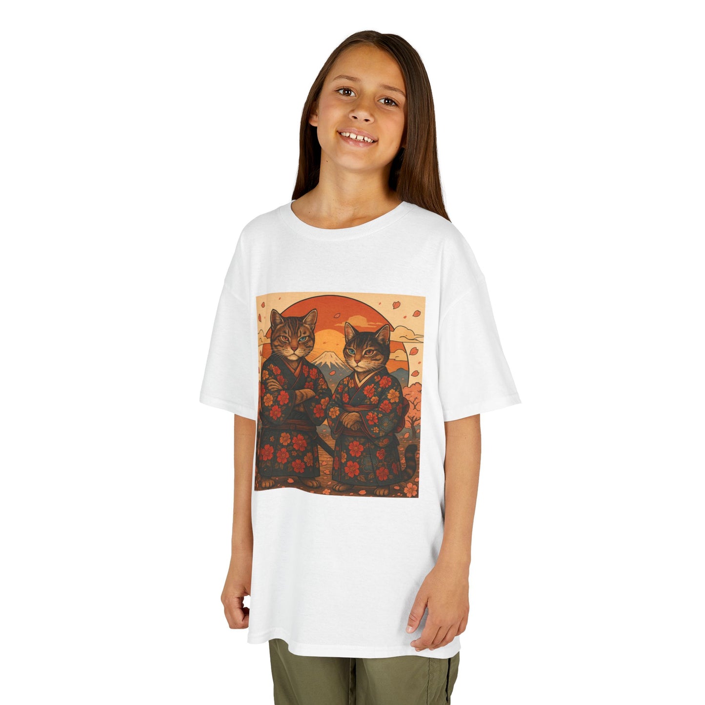 Samurai Cat Kids Kimono Shirt-Japanese Floral Cat Art Clothing for Boys and Girls,Cute Anime-Inspired Cultural Outfit for Festivals  Gifts