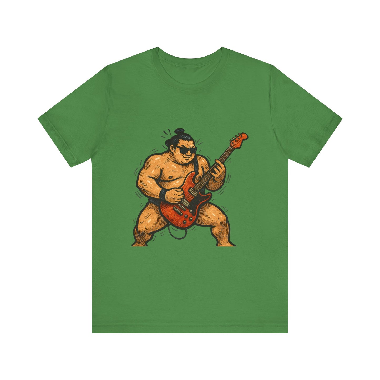 Sumo Guitar Rock T Shirt Japanese Sumo Wrestler Electric Guitar Vintage Comic Style Graphic Tee Japan Gift For Dad Music Fans