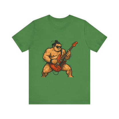 Sumo Guitar Rock T Shirt Japanese Sumo Wrestler Electric Guitar Vintage Comic Style Graphic Tee Japan Gift For Dad Music Fans