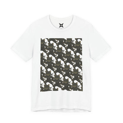 Ninja Cat T-Shirt - Cute Ninja Cat Front Print and Bold Japanese Kanji "NEKONIN" Back Print - Cool Unisex Japanese Streetwear Tee