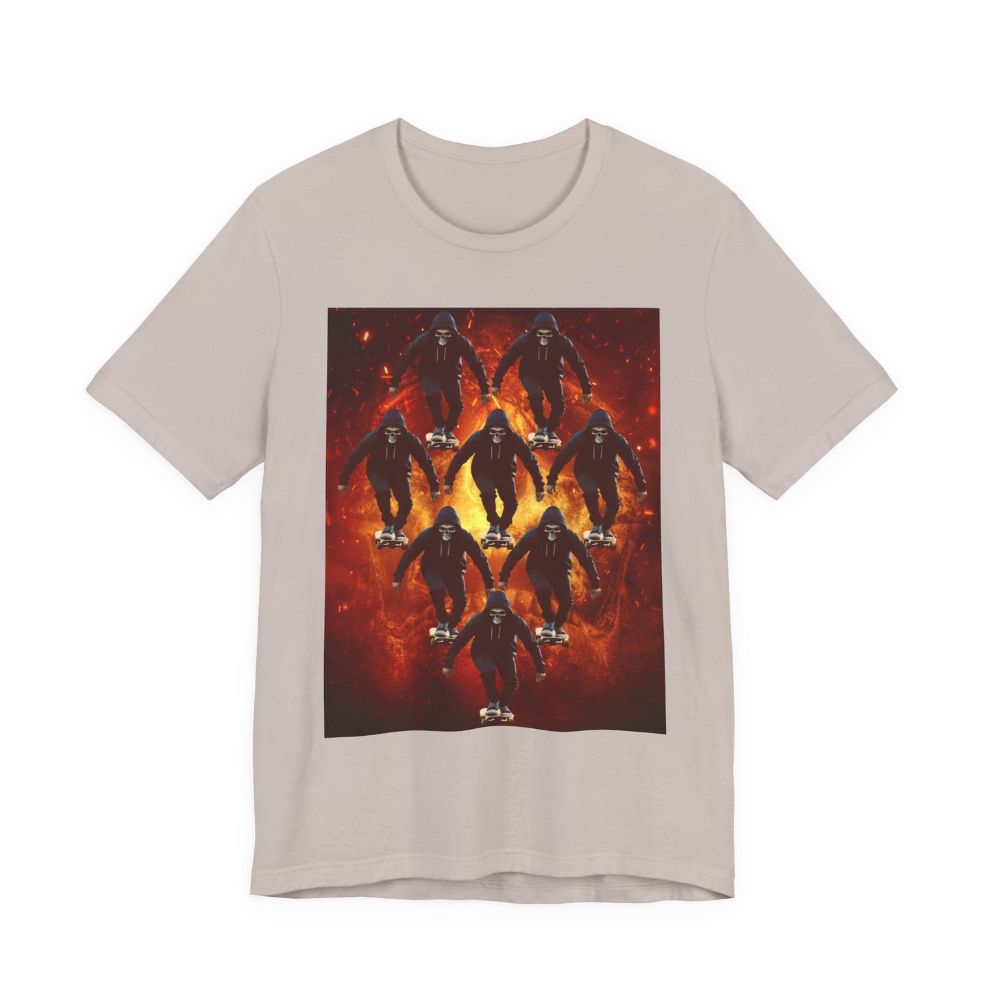 Skull Hoodie Skater T Shirt Urban Streetwear Skateboard Graphic Tee Gothic Horror Skate Style Gift for Dad Teen Boys Halloween Vibe