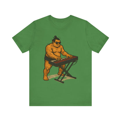 Sumo Piano Rock T Shirt Japanese Sumo Wrestler Playing Stage Keyboard Vintage Comic Art Graphic Tee Japan Gift For Dad Musicians