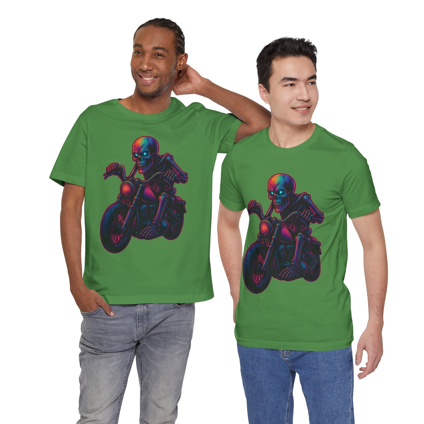 Neon Gashadokuro Harley Rider Tattoo Style Shirt Horror Yokai Streetwear for Adults Biker Dad Gift Japanese Art Tee