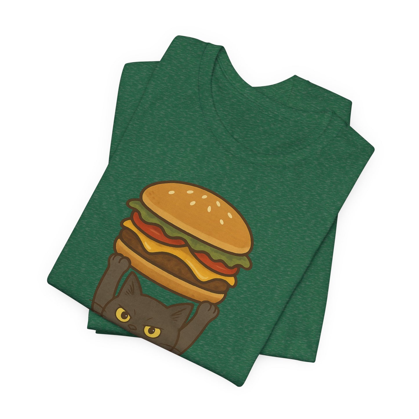 "Hanba-nyaa~" Cute Japanese Cat T-Shirt – Funny Burger & Cat Design – Kawaii Style Unisex Tee – Gift for Food & Cat Lovers