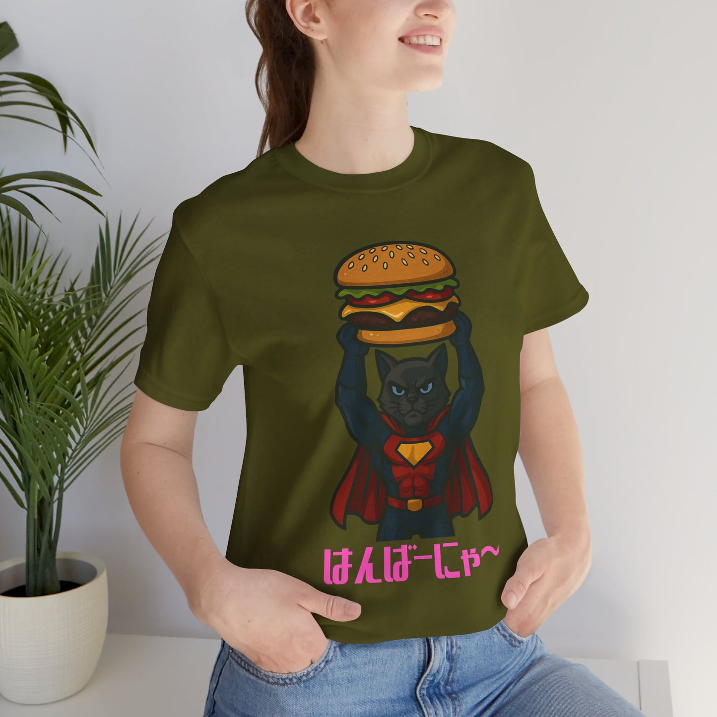 Superhero Cat Holding Cheeseburger T-Shirt - Funny Comic Style Tee for Burger Lovers - Unique Hero Cat Graphic Shirt - Unisex Gift
